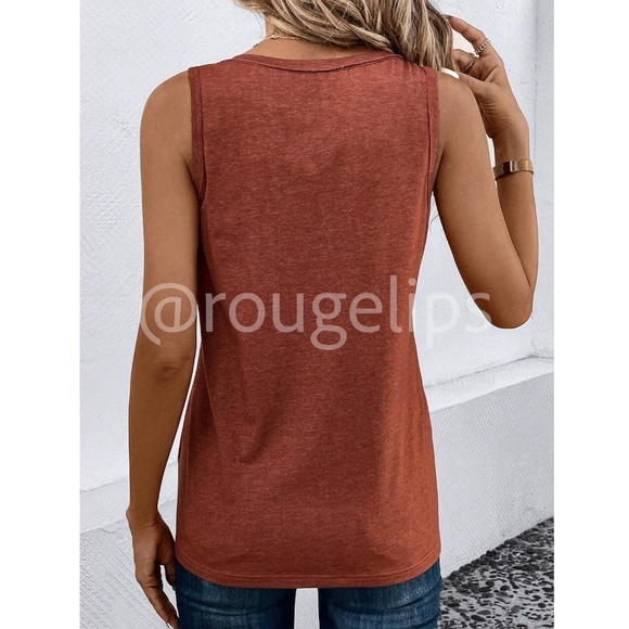 Redwood Casual Tank Top V-Neck Button Up Chest Pocket - Picture 3 of 7